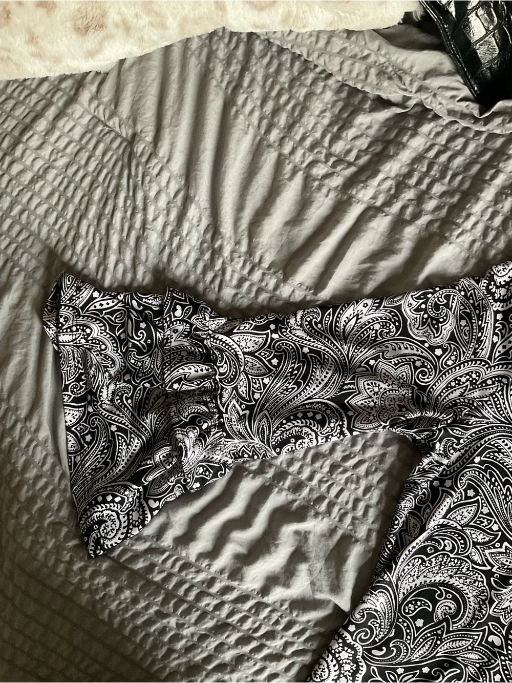 Michael Kors Black & White Paisley-Print Midi Dress Size M